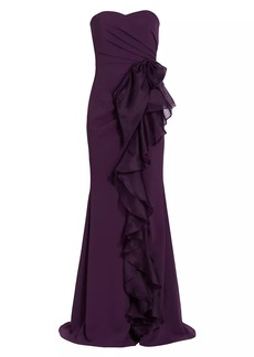 Badgley Mischka Ruffle Floor-Length Gown