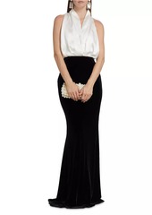 Badgley Mischka Satin & Velvet Gown