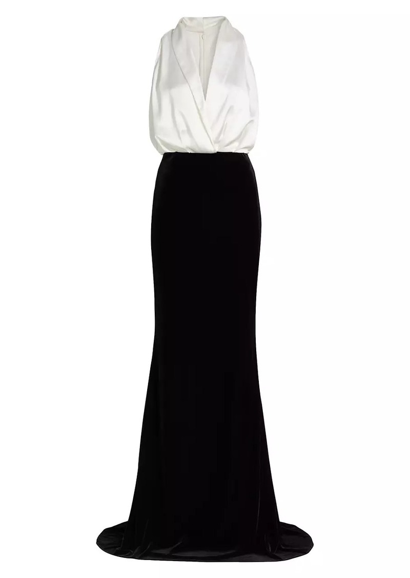 Badgley Mischka Satin & Velvet Gown