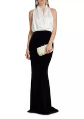 Badgley Mischka Satin & Velvet Gown