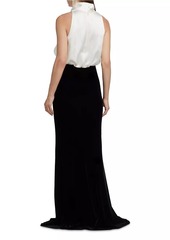 Badgley Mischka Satin & Velvet Gown