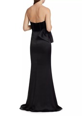 Badgley Mischka Satin & Velvet Strapless Gown