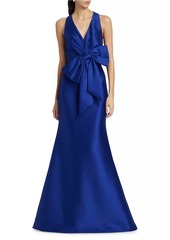 Badgley Mischka Satin Mikado Bow Mermaid Gown