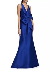 Badgley Mischka Satin Mikado Bow Mermaid Gown