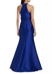 Badgley Mischka Satin Mikado Bow Mermaid Gown