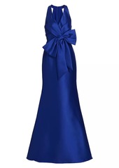 Badgley Mischka Satin Mikado Bow Mermaid Gown