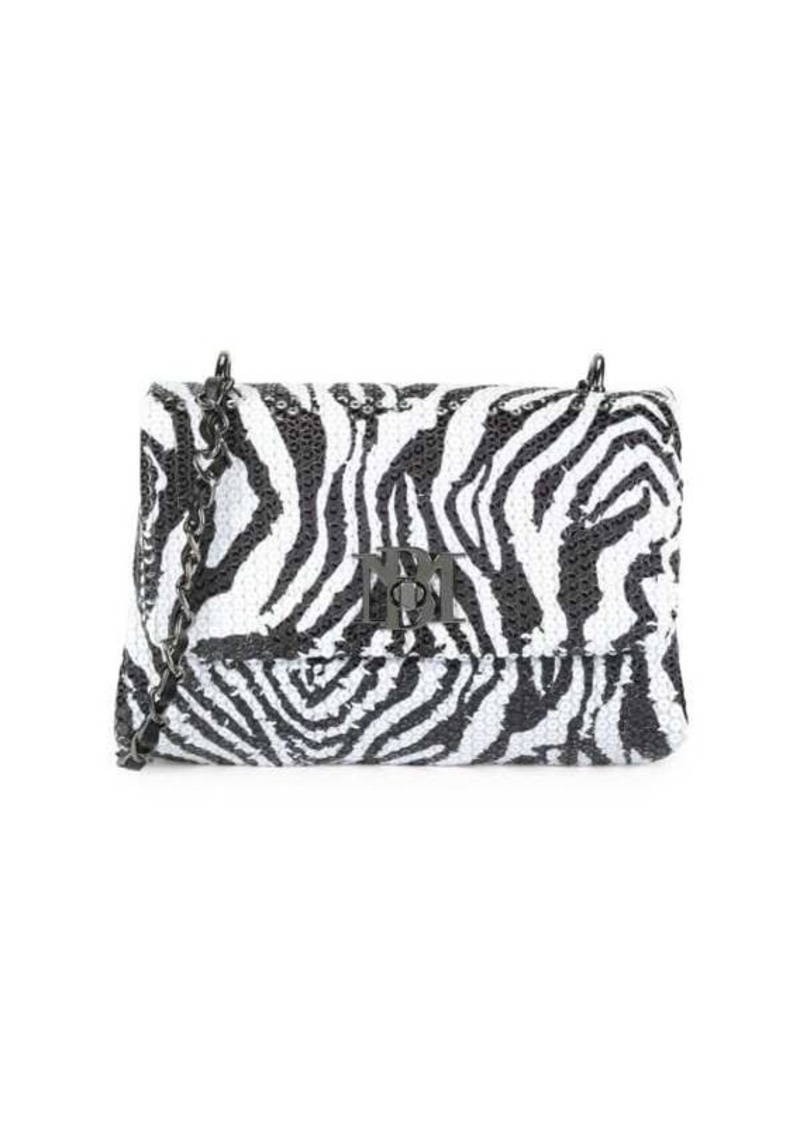 Badgley Mischka Sequin Zebra-Pattern Crossbody Bag