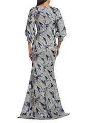 Badgley Mischka Sequined Floral Mermaid Gown