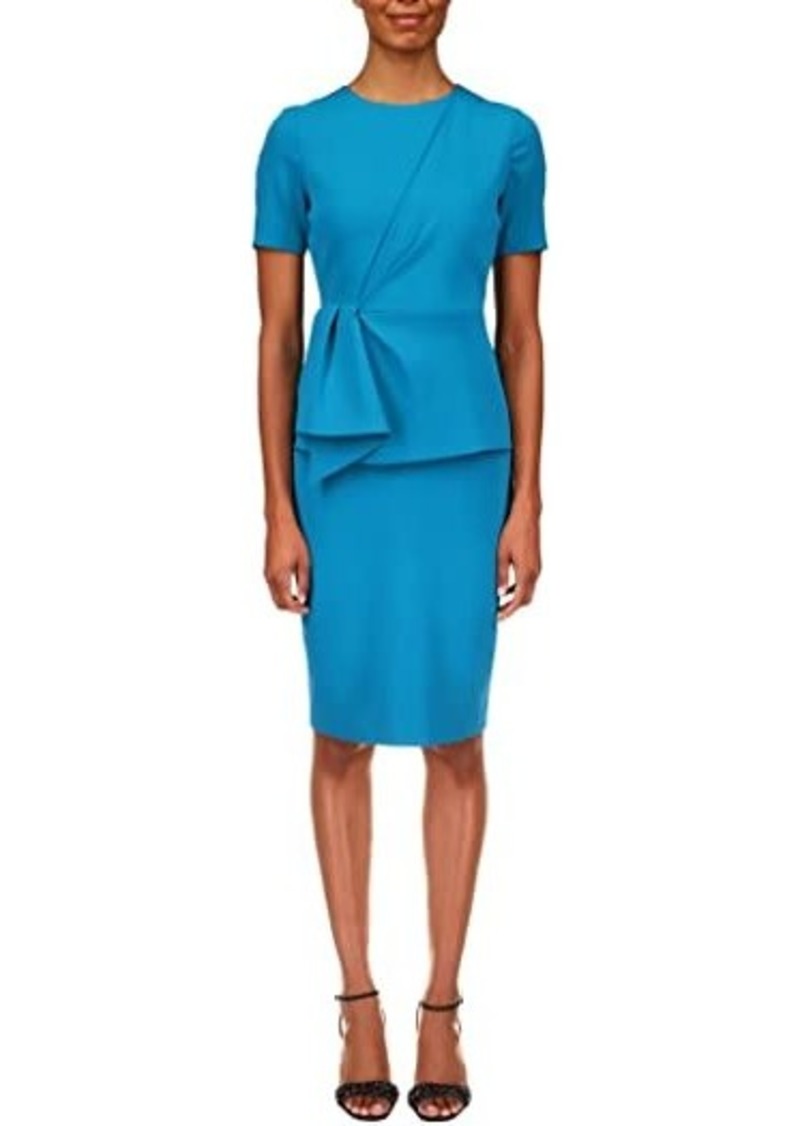 Badgley Mischka Short Sleeve Draped Peplum Dress