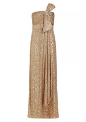 Badgley Mischka Strapless Sequin Bow Gown