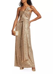 Badgley Mischka Strapless Sequin Bow Gown