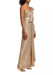 Badgley Mischka Strapless Sequin Bow Gown