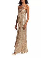 Badgley Mischka Strapless Sequin Bow Gown