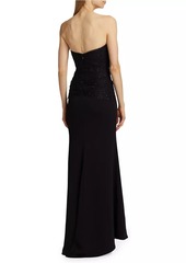 Badgley Mischka Strapless Tulle Puff Gown