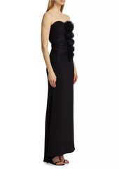 Badgley Mischka Strapless Tulle Puff Gown