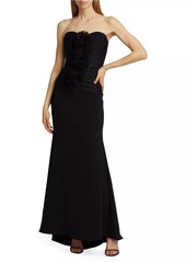 Badgley Mischka Strapless Tulle Puff Gown