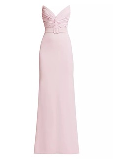 Badgley Mischka Strapless Twisted Belted Gown