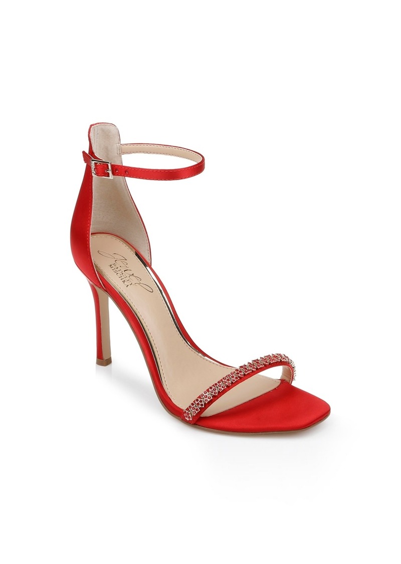 Jewel Badgley Mischka Women's Adriane Two Piece Stiletto Evening Sandals - Red Satin