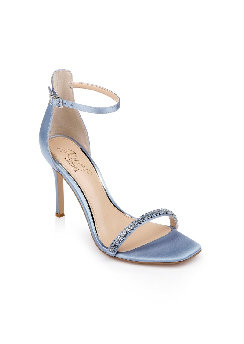 Jewel Badgley Mischka Women's Adriane Two Piece Stiletto Evening Sandals - Steel Blue Satin