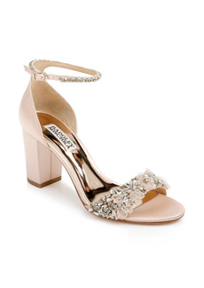 Badgley Mischka Collection Finesse Ankle Strap Sandal in Seashell Satin at Nordstrom Rack