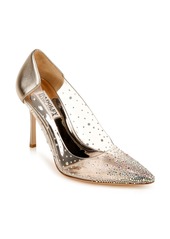 Badgley Mischka Collection Gisela Embellished Pointed Toe Pump in Champagne Nappa Leather at Nordstrom