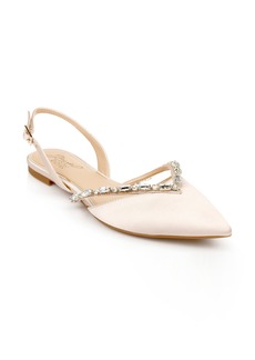 Jewel Badgley Mischka Camden Pointed Toe Slingback Flat in Champagne at Nordstrom Rack