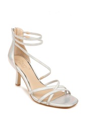 Jewel Badgley Mischka Flor Strappy Sandal in Silver Faux Leather at Nordstrom
