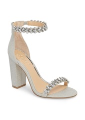 Jewel Badgley Mischka Jewel by Badgley Mischka Mayra Embellished Ankle Strap Sandal in Silver Glitter Fabric at Nordstrom