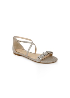 Badgley Mischka Women's Tessy Crisscross Strap Evening Flat Sandals - Gold Glitter