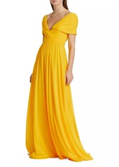 Badgley Mischka Wrap Georgette Gown