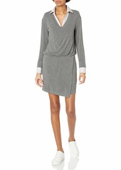Bailey 44 Women's Long Sleeve Sweater Dress Woven Collar Detail  M