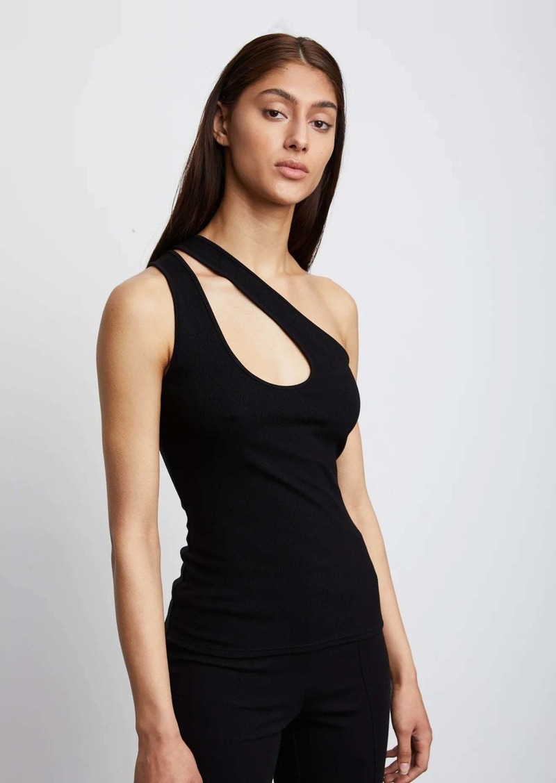 Bailey 44 Ian Asymmetrical Ribbed Keyhole Top in Black