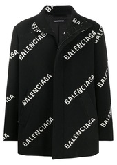 Balenciaga all-over logo cropped coat