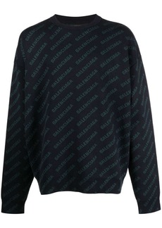 Balenciaga all-over logo-print knit jumper