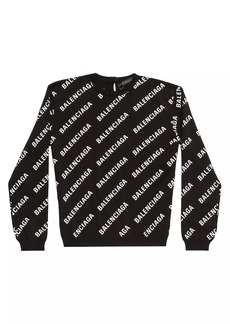 Balenciaga Allover Logo Crop Sweater