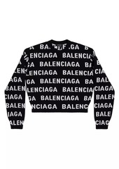 Balenciaga Bal Horizontal Allover Cropped Sweater