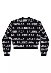 Balenciaga Bal Horizontal Allover Cropped Sweater