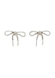 Balenciaga - Archive Ribbon Crystal-Encrusted Earrings - Silver - OS - Moda Operandi - Gifts For Her