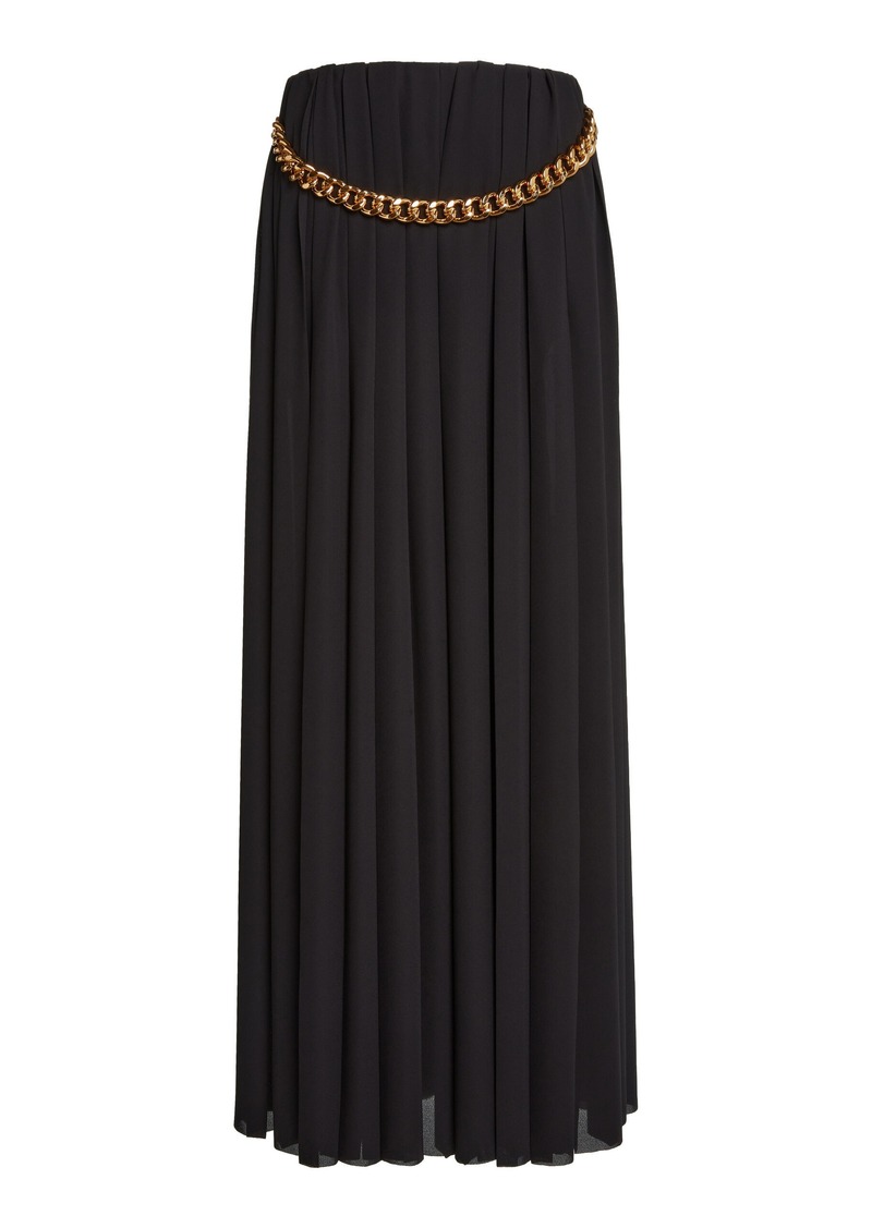 Balenciaga - Belt-Detailed Pleated Crepe Maxi Skirt - Black - FR 36 - Moda Operandi