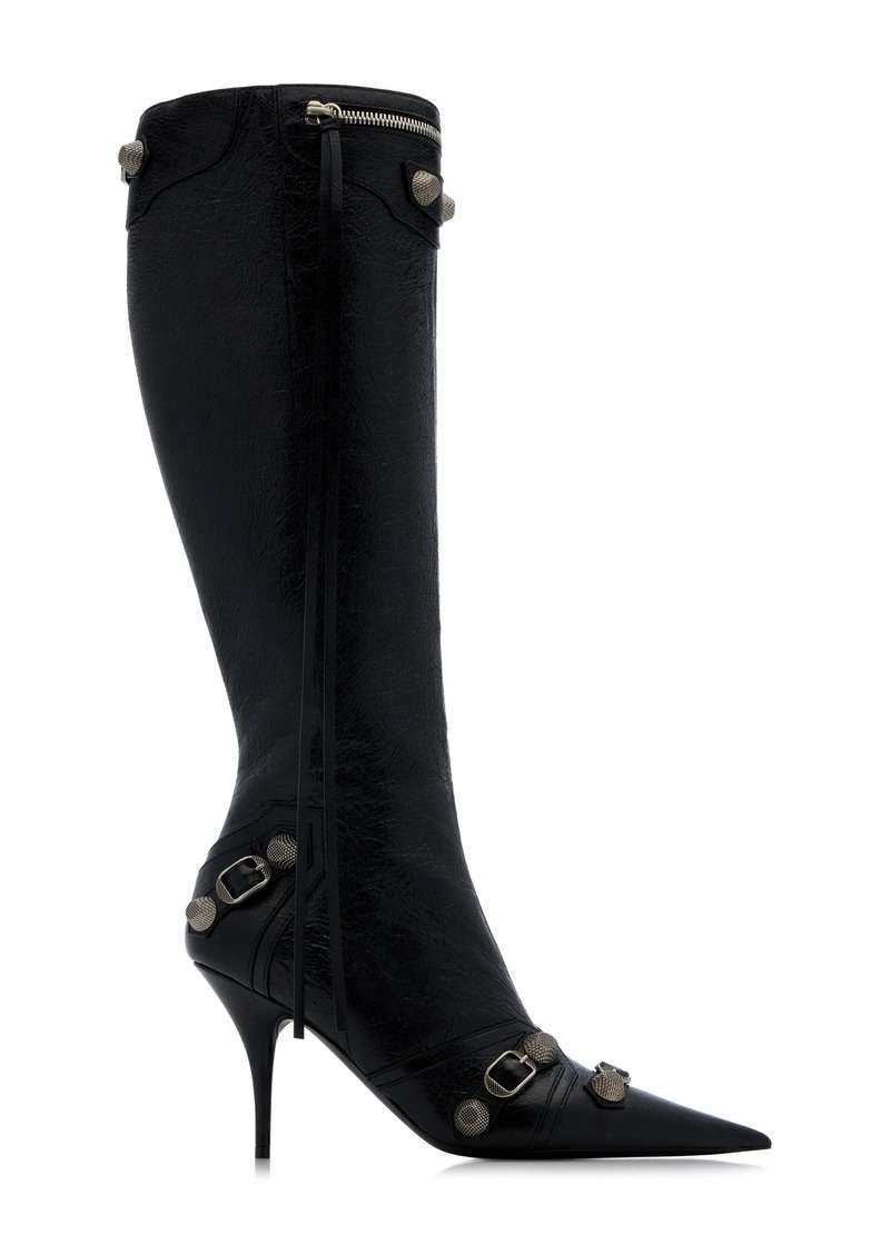 Balenciaga - Cagole Leather Knee Boots - Black - IT 39 - Moda Operandi
