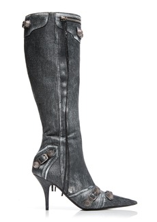 Balenciaga - Cagole Printed Leather Knee Boots - Black - IT 37 - Moda Operandi