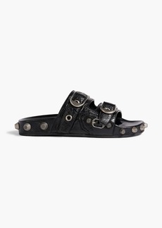 Balenciaga - Cagole embellished textured-leather sandals - Black - EU 36