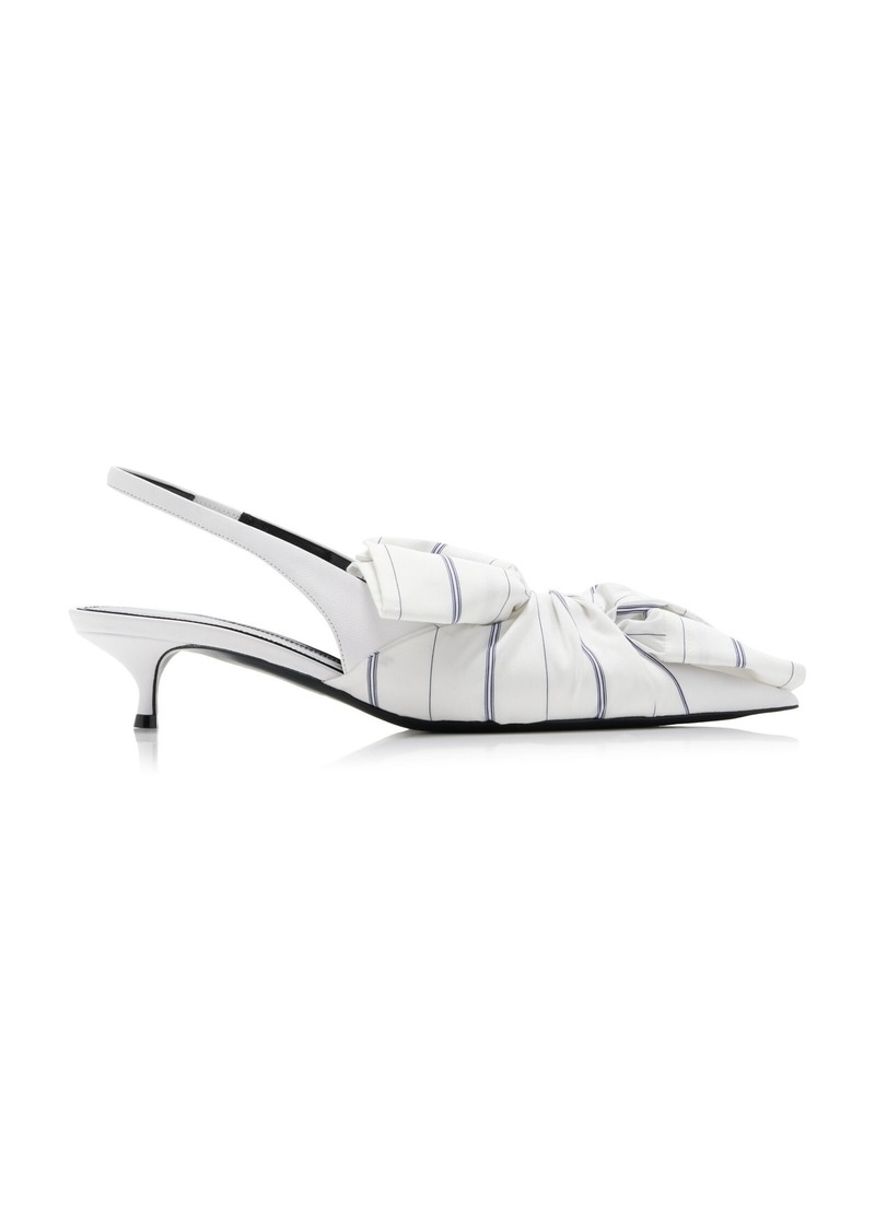 Balenciaga - Chemise Tie-Detailed Leather Slingback Pumps - Blue - IT 39.5 - Moda Operandi