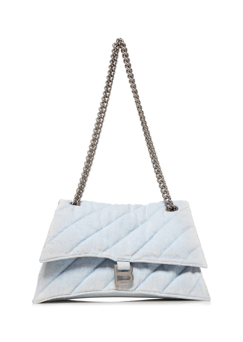 Balenciaga - Crush Quilted Denim Shoulder Bag - Blue - OS - Moda Operandi