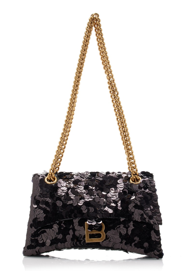 Balenciaga - Crush Sequin Small Shoulder Bag - Black - OS - Moda Operandi
