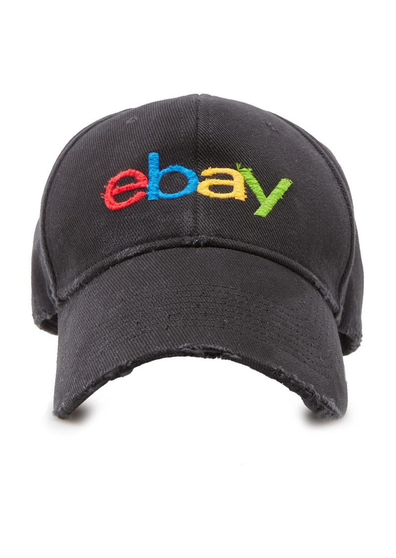 Balenciaga - Ebay Embroidered Cotton Baseball Cap - Black - S - Moda Operandi