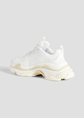 Balenciaga - Embroidered faux-leather and mesh sneakers - White - EU 34