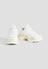 Balenciaga - Embroidered faux-leather and mesh sneakers - White - EU 34