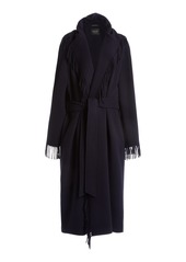 Balenciaga - Exclusive Fringed Wool Coat - Navy - 2 - Moda Operandi