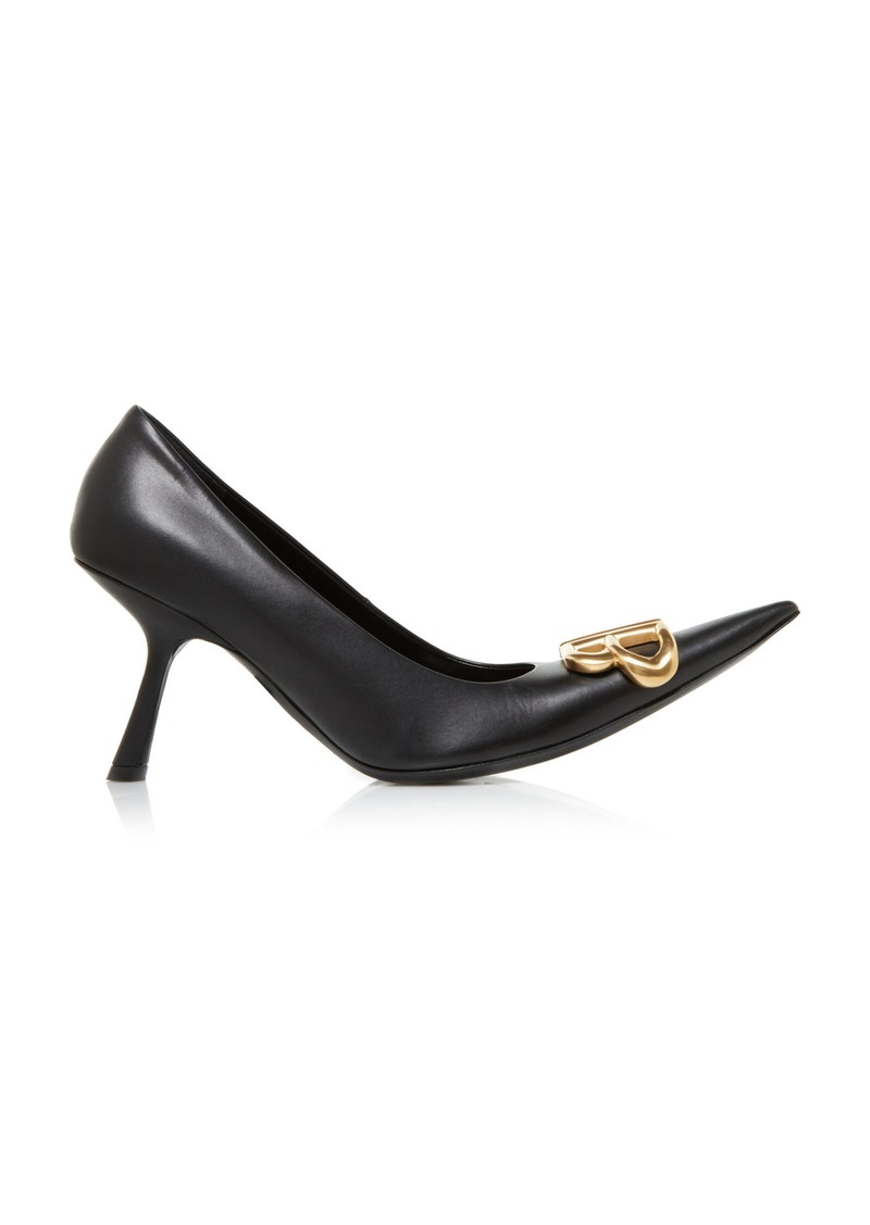 Balenciaga - Flex BB Curved Leather Pumps - Black - IT 38 - Moda Operandi